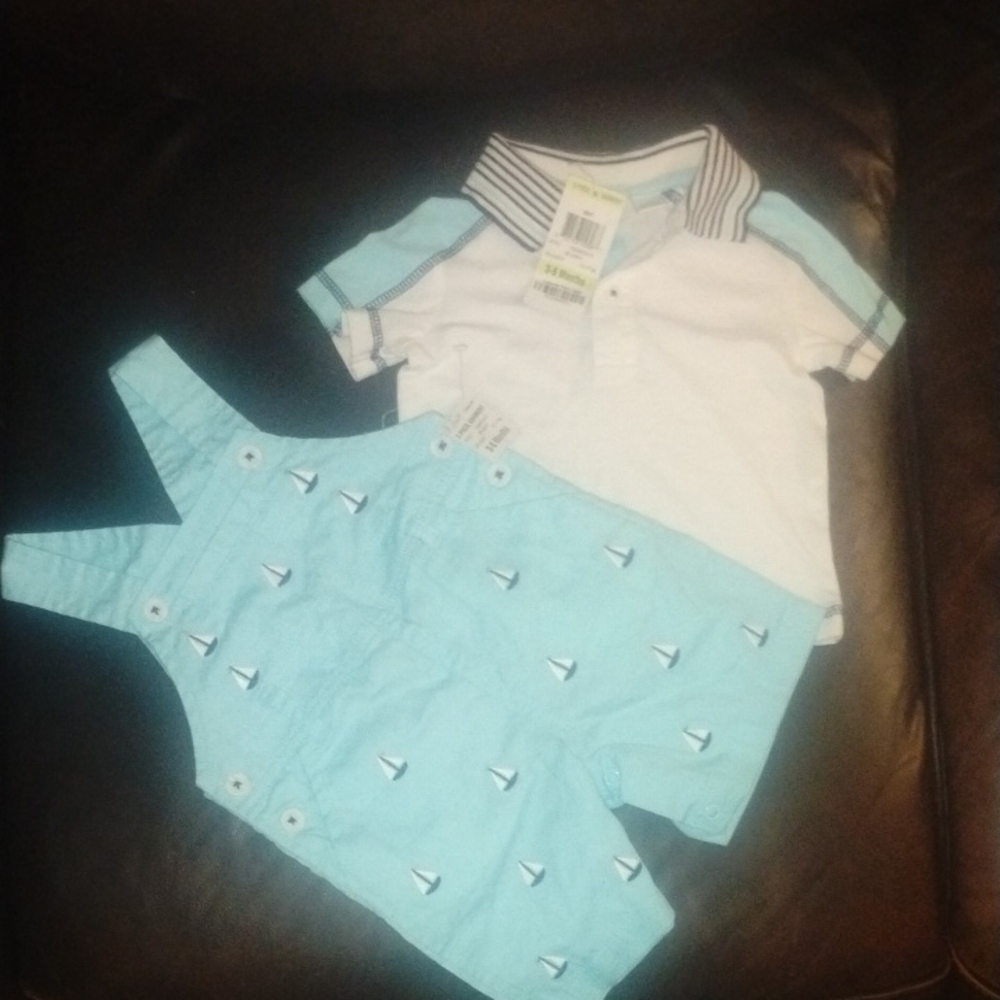First Impressions Blue and White Matching Set for Babies